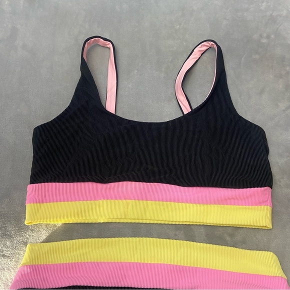 New! Beach Riot Mackenzie Heidi bikini Pink Lemonade Colorblock 27919 - Picture 3 of 9